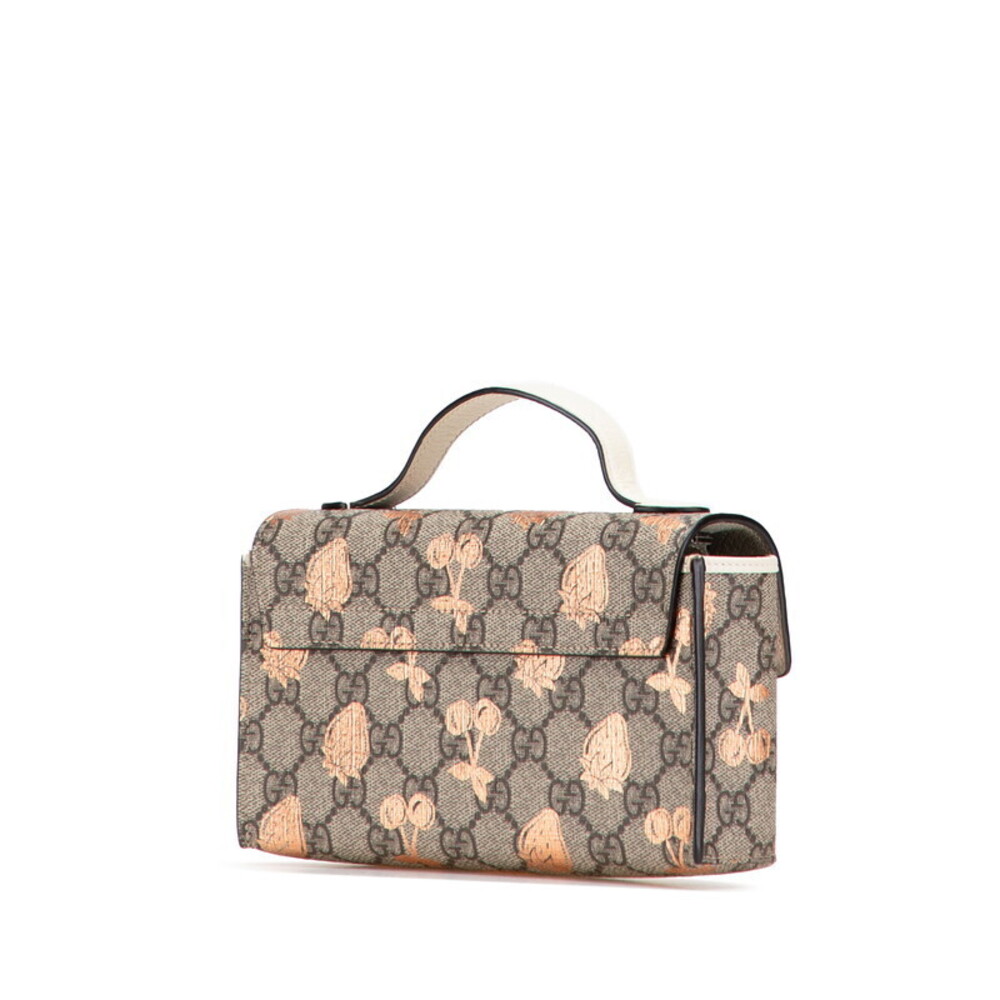 Gucci Padlock 2way Shoulder Berry GG Supreme Leather Bag Beige